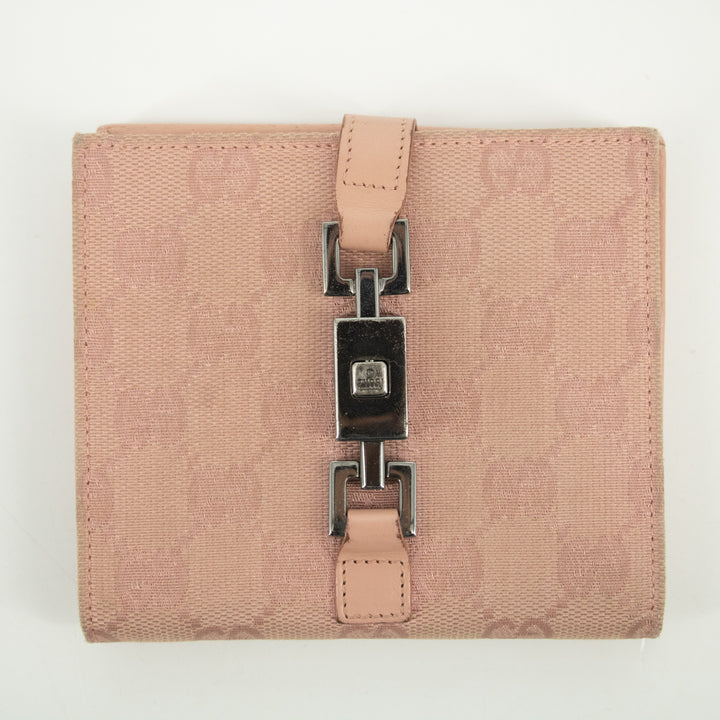 Gucci Pink Jackie GG Canvas x Leather Compact Wallet #2367