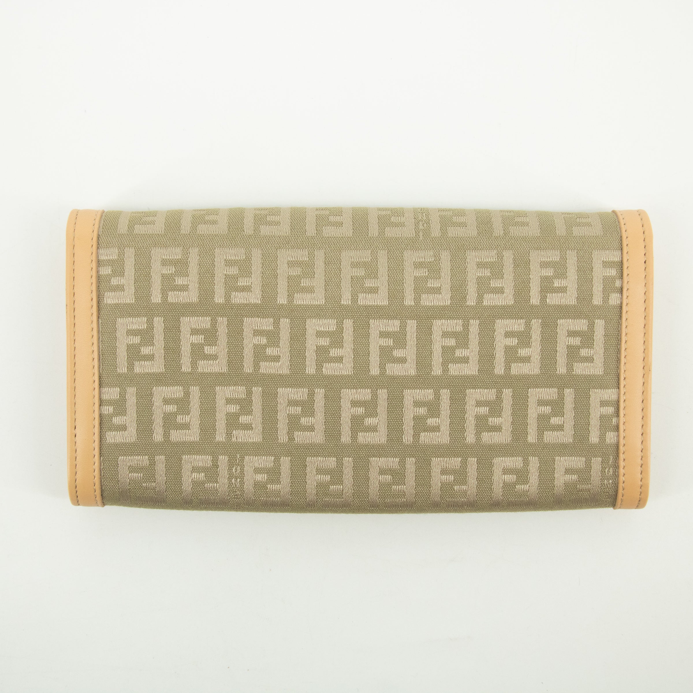 Fendi Beige Zucca Zucchino Mamma Canvas x Leather Long Wallet