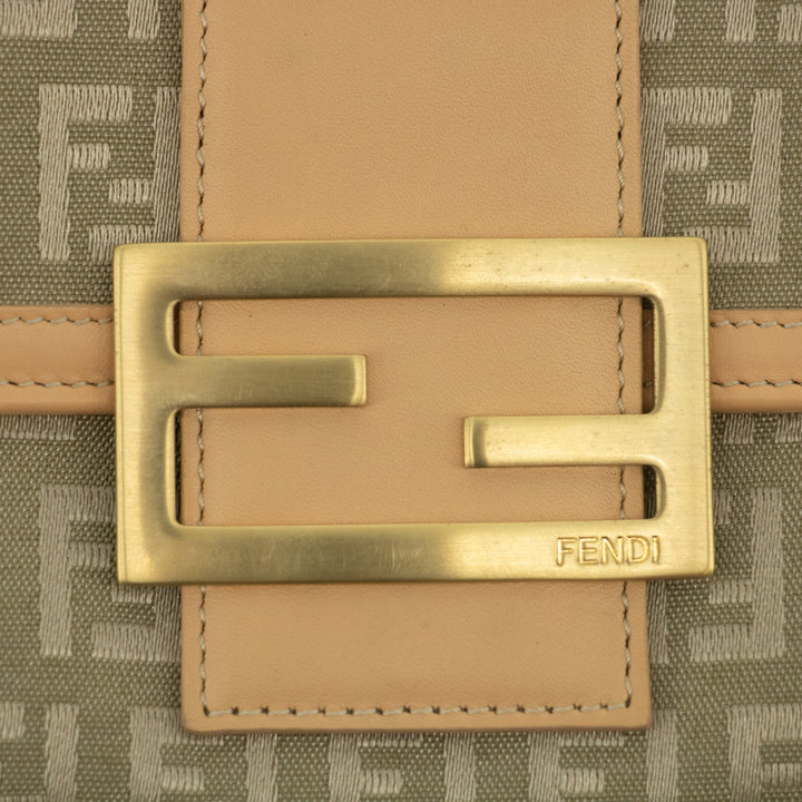 Fendi Beige Zucca Zucchino Mamma Canvas x Leather Long Wallet #2374