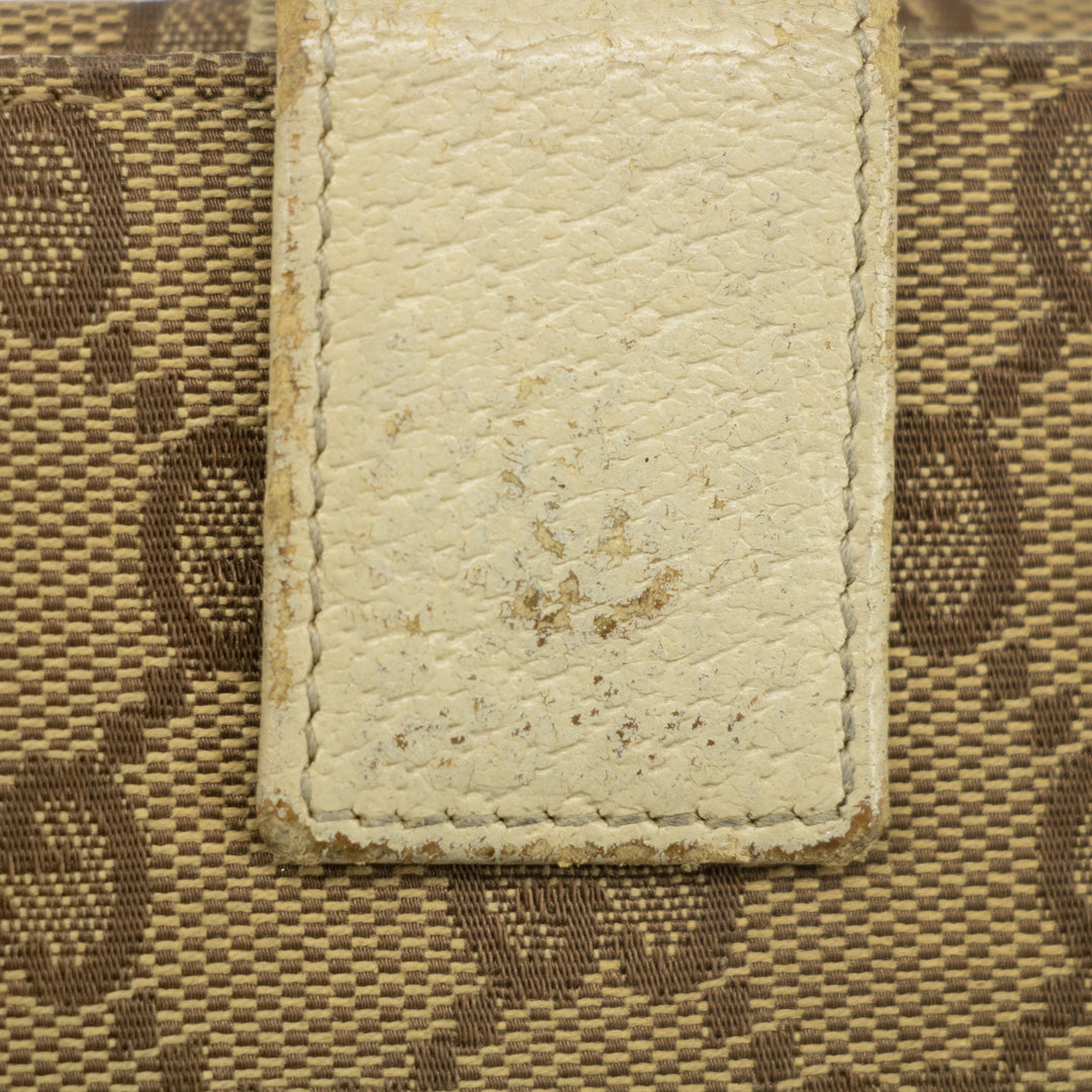 Gucci Brown x Ivory GG Canvas x Leather Long Wallet  #2418