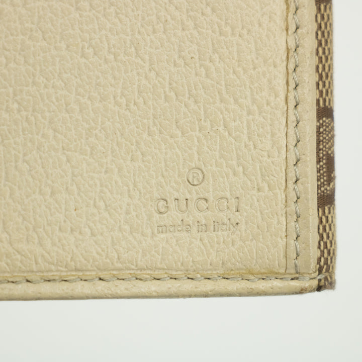 Gucci Brown x Ivory GG Canvas x Leather Long Wallet  #2418