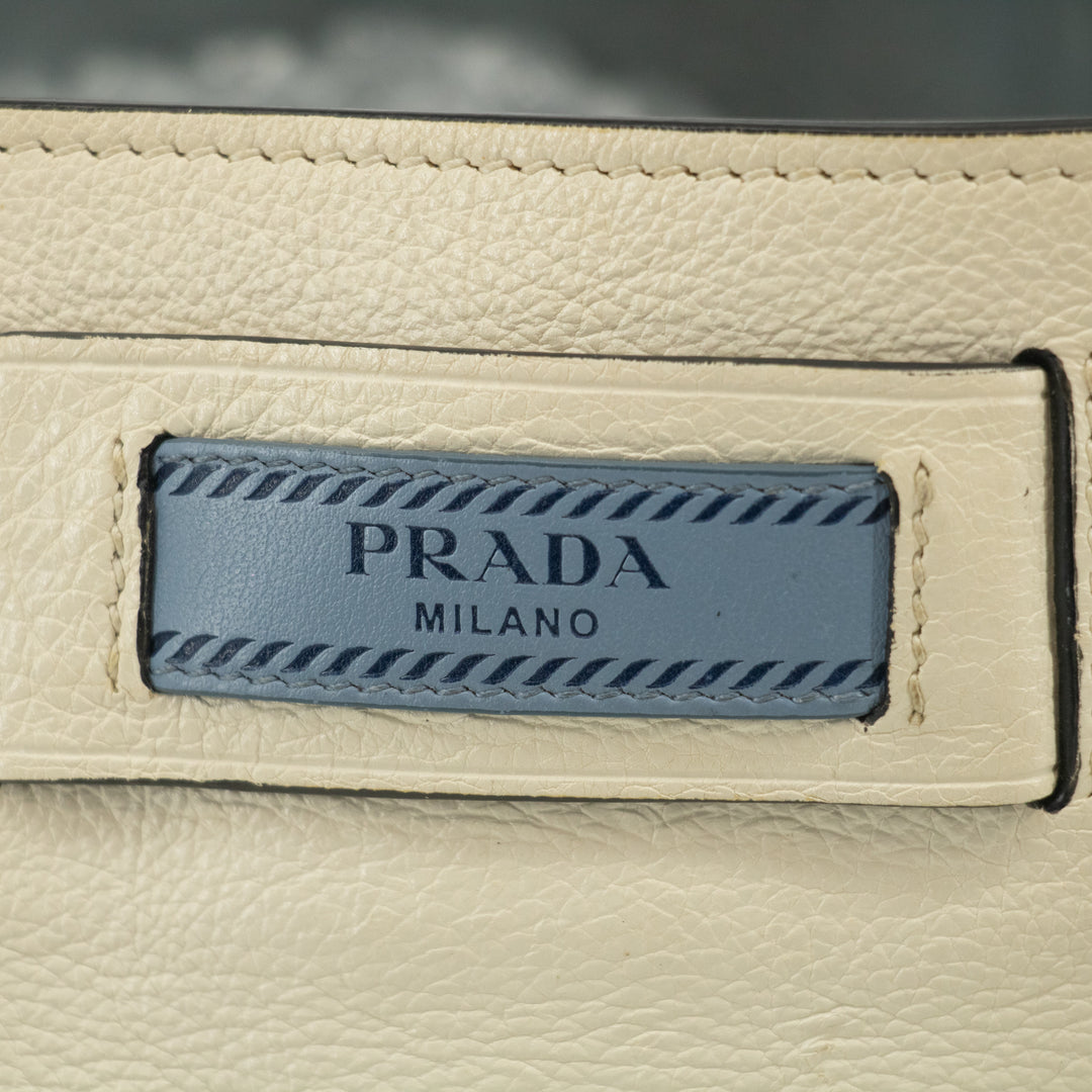 Prada Ivory Leather Mirror Tote Bag #2452