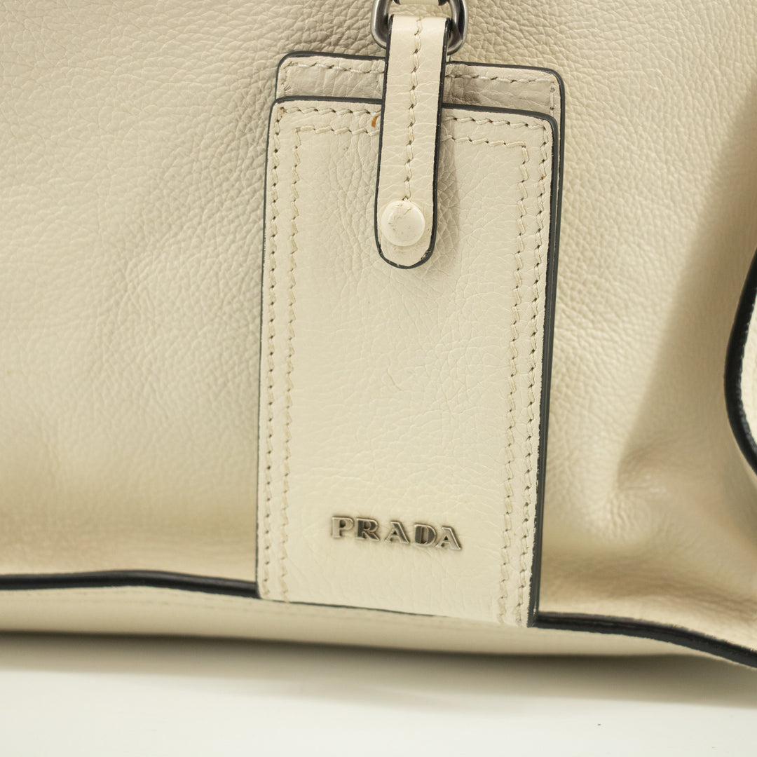 Prada Ivory Leather Mirror Tote Bag #2452