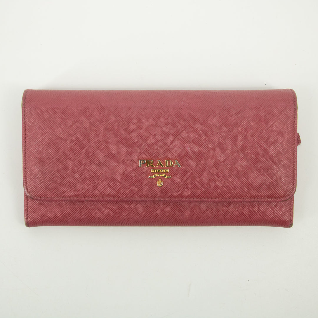 Prada Pink Saffiano Leather Long Wallet #2466