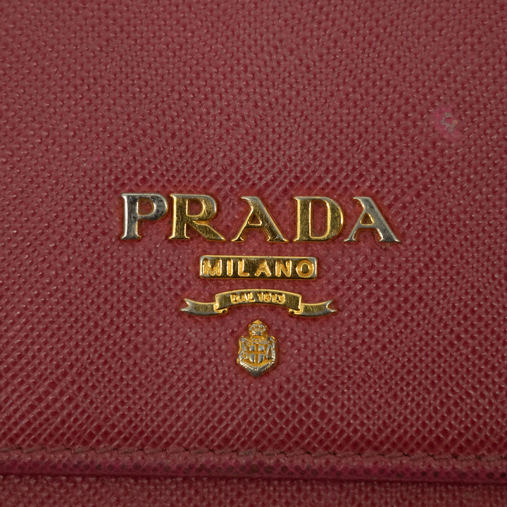 Prada Pink Saffiano Leather Long Wallet #2466