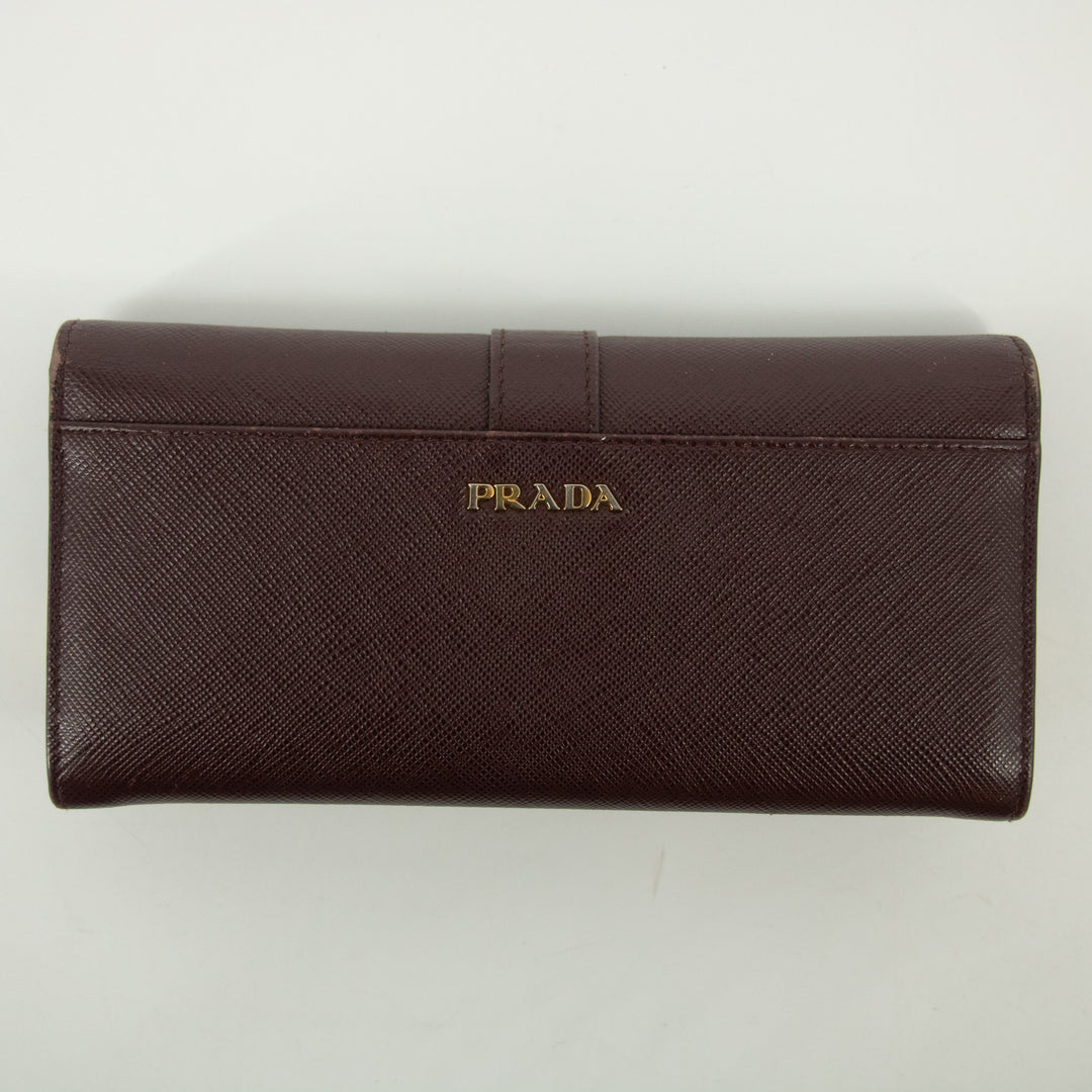 Prada Bordeaux Saffiano Leather Long Wallet #2467