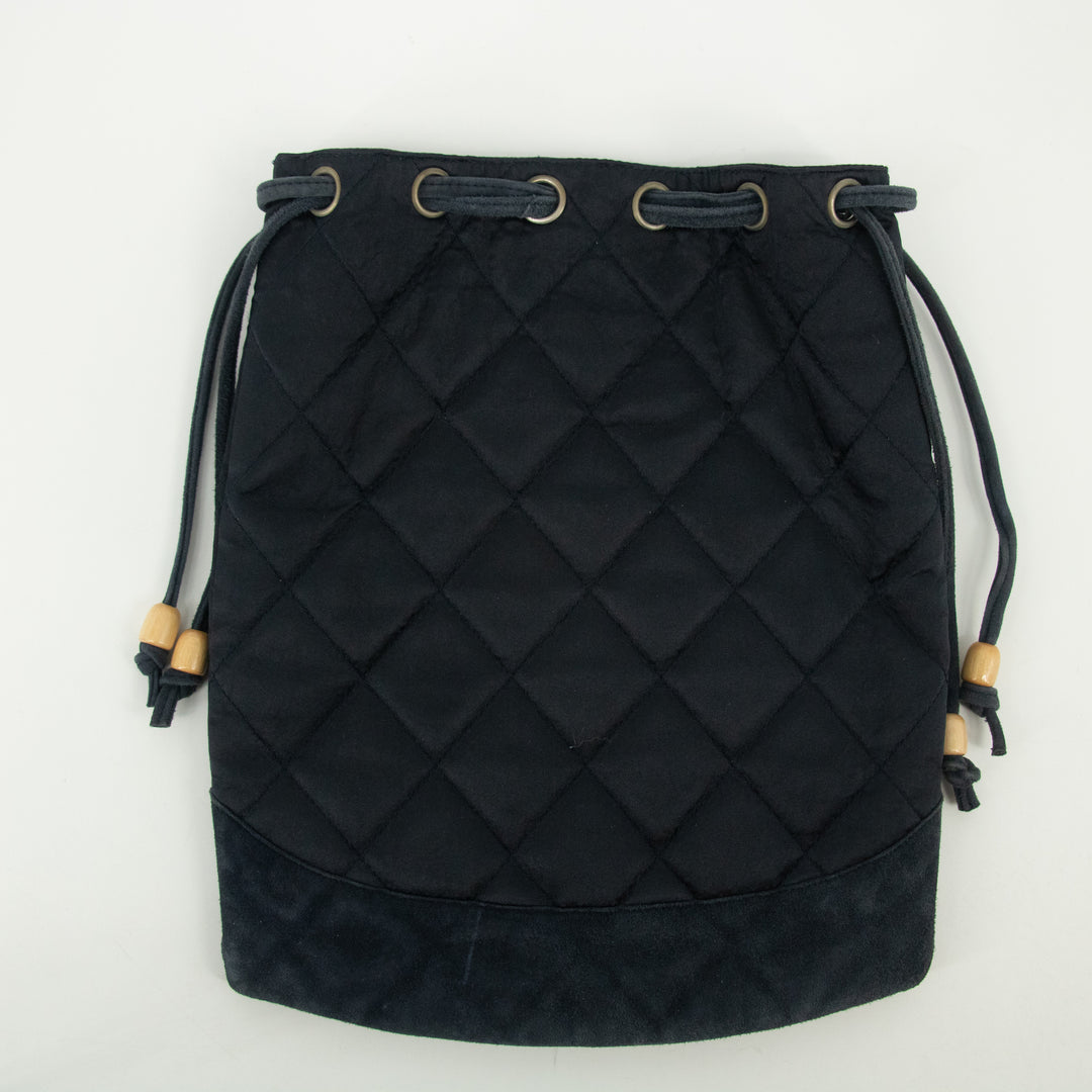 Chanel Cotton Quilted Drawstring Pouch Bag #2469