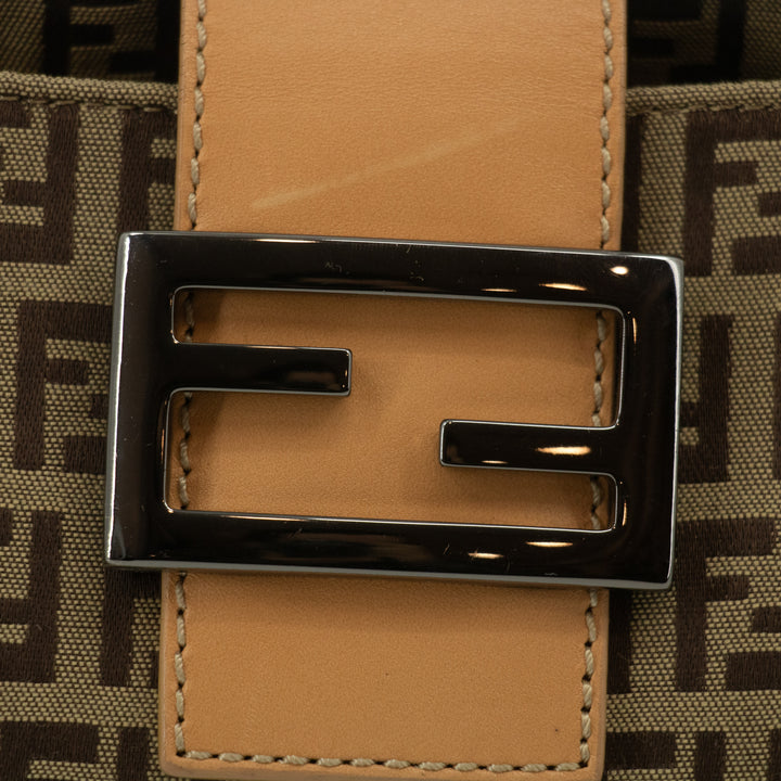 Fendi Zucchino Mamma Bucket Canvas x Leather Pochette Bag #2530