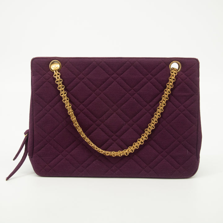 Chanel Vintage Purple Cotton Kisslock Shoulder Bag-#2533