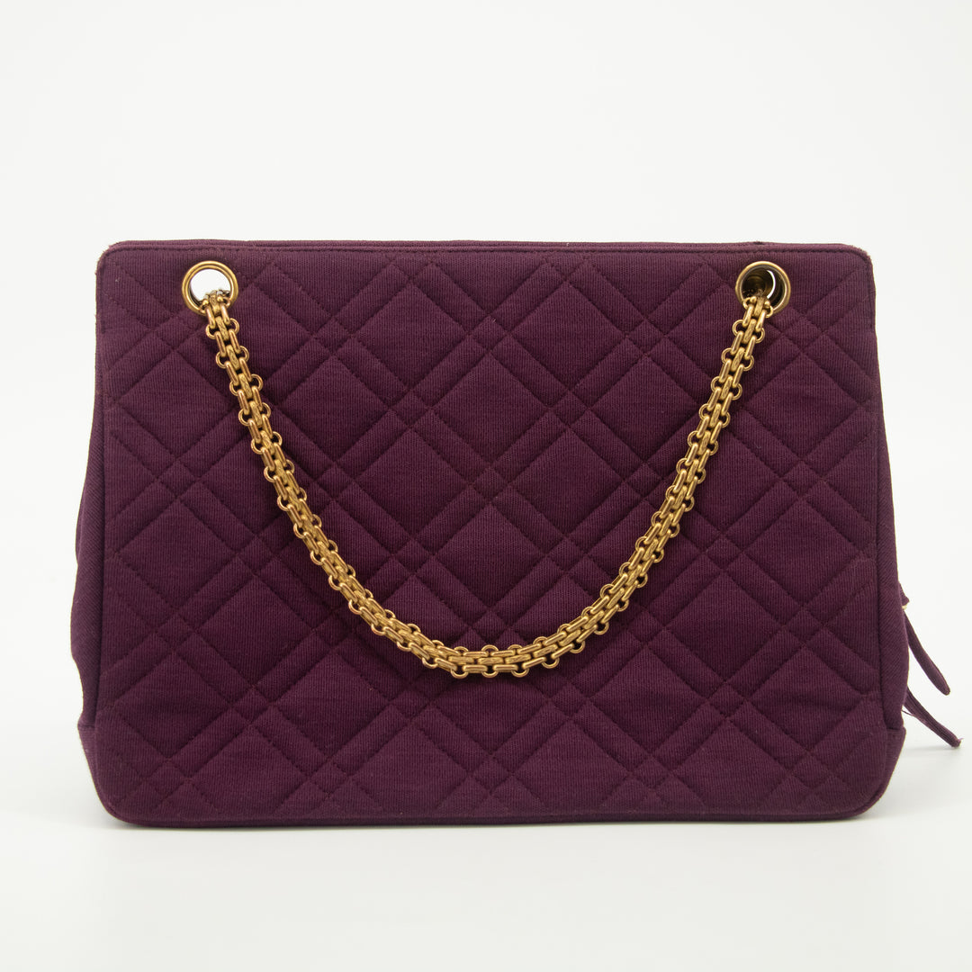 Chanel Vintage Purple Cotton Kisslock Shoulder Bag-#2533