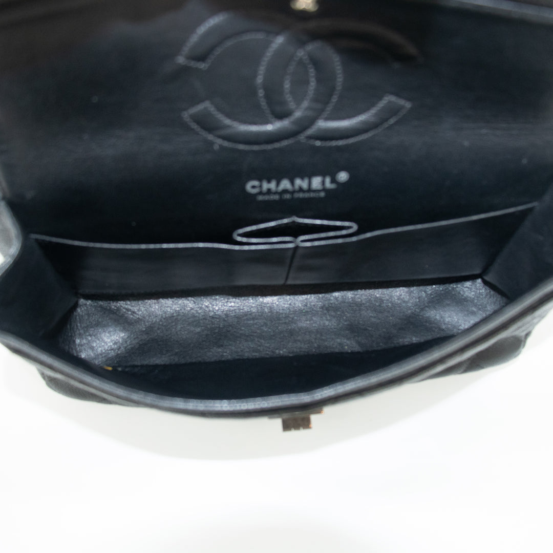 Chanel Matlasse Caviar Skin 2.55 Double Flap Chain Shoulder Bag Black #2534