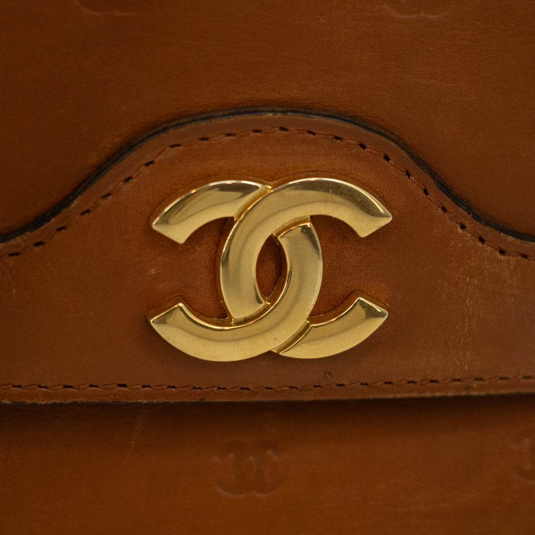 Chanel Vintage CC Brown Leather Shoulder Bag  #2537