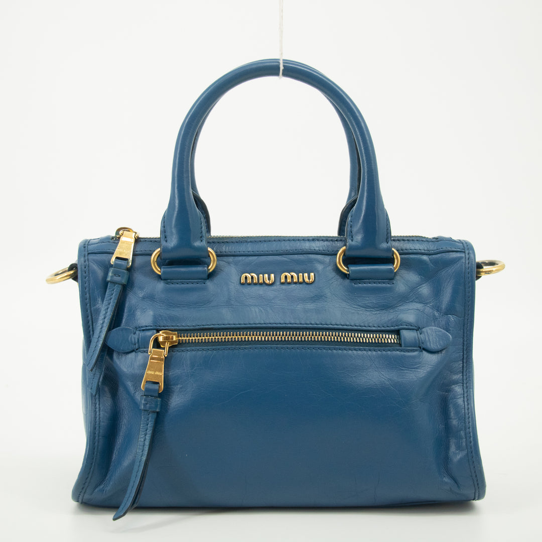 Miu Miu Blue Leather 2 Way Shoulder Bag #2553