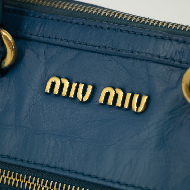 Miu Miu Blue Leather 2 Way Shoulder Bag #2553