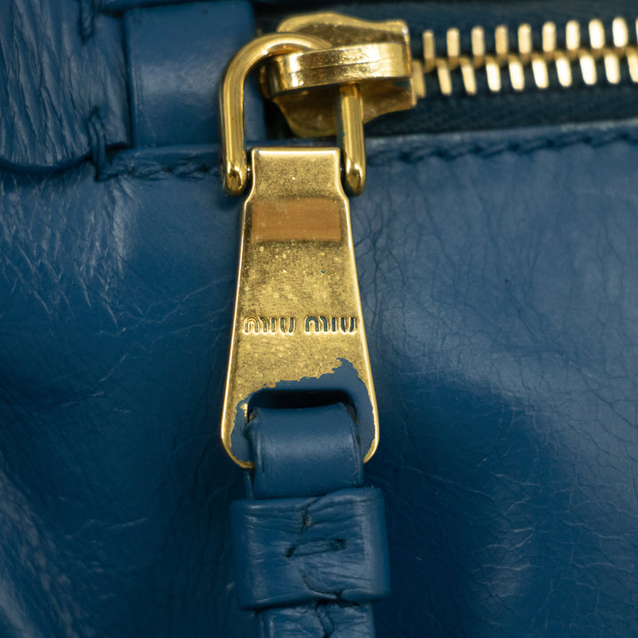 Miu Miu Blue Leather 2 Way Shoulder Bag #2553