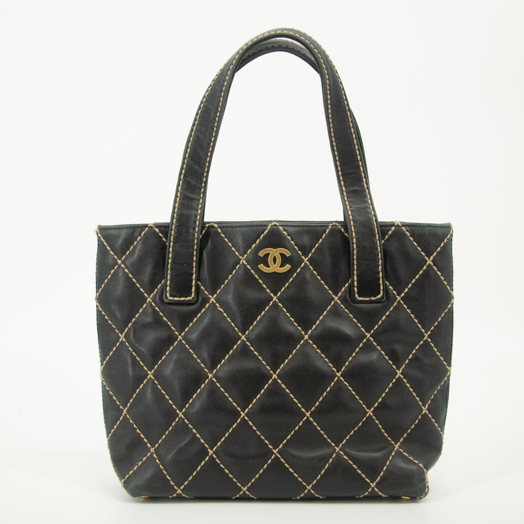 Chanel Black Wild Stitch Quilted Handbag Small #2554