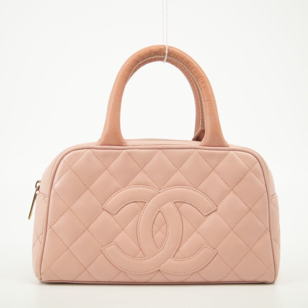 Chanel Pink Matlasse Caviar Skin Mini Boston Bag Handbag #2557