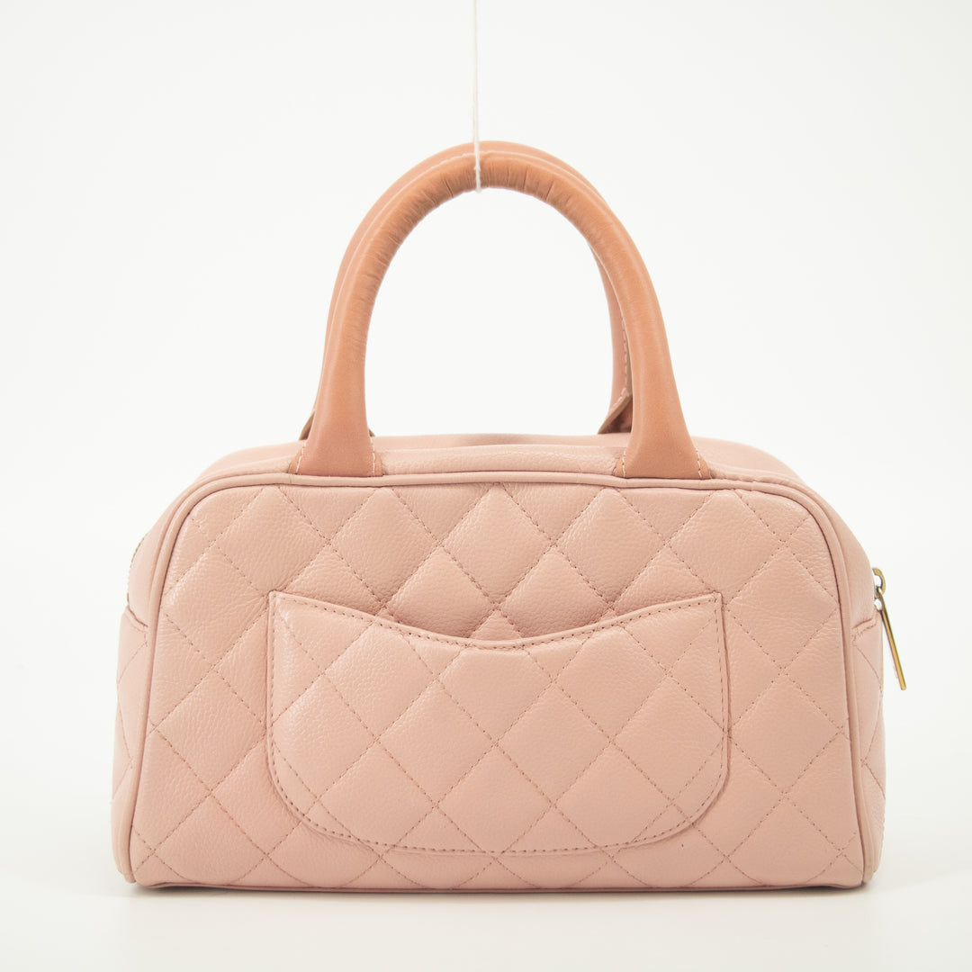 Chanel Pink Matlasse Caviar Skin Mini Boston Bag Handbag #2557