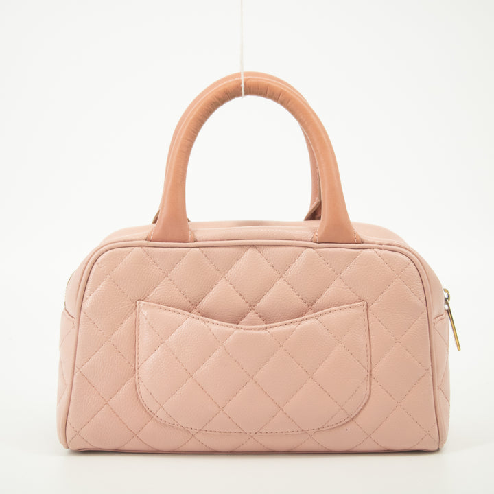 Chanel Pink Matlasse Caviar Skin Mini Boston Bag Handbag #2557