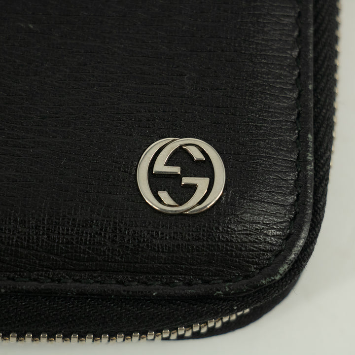 Gucci Black Leather Zip Around Clutch Bag  #2574