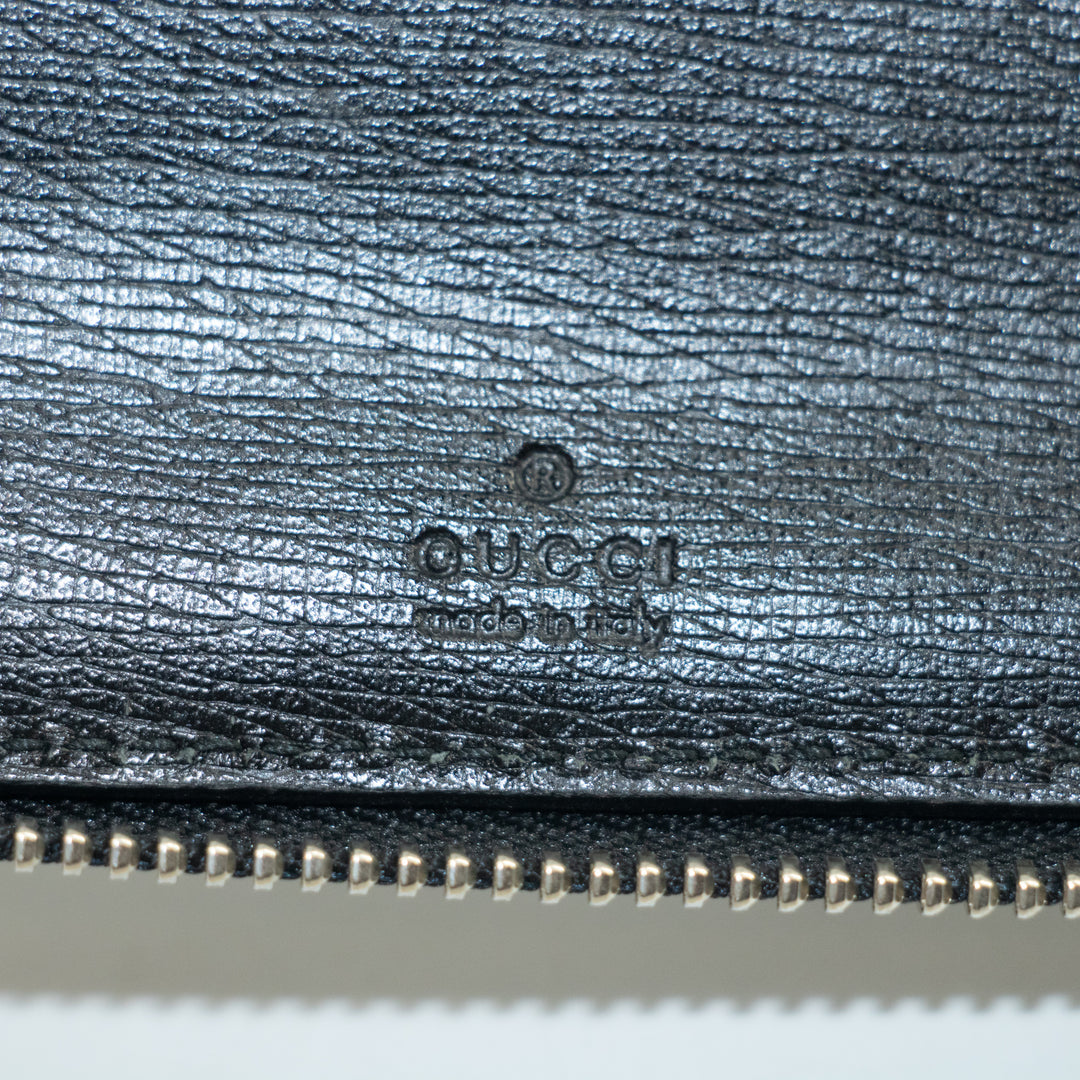 Gucci Black Leather Zip Around Clutch Bag  #2574