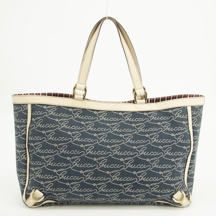 Gucci Canvas Abbey Insignia Blue Tote Bag  #2577