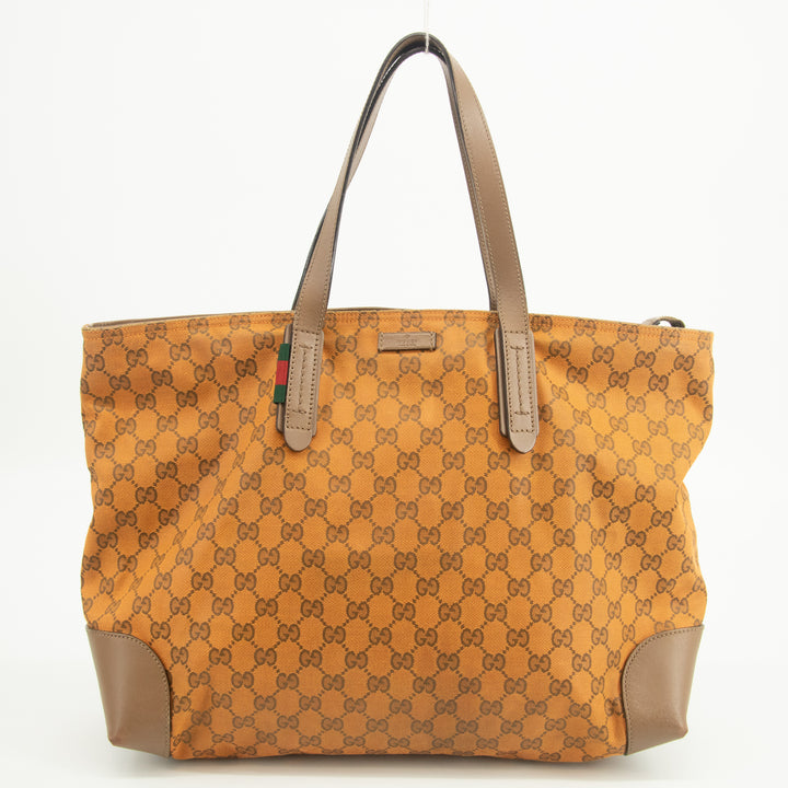 Gucci GG Canvas Orange x Brown Tote Bag  #2578