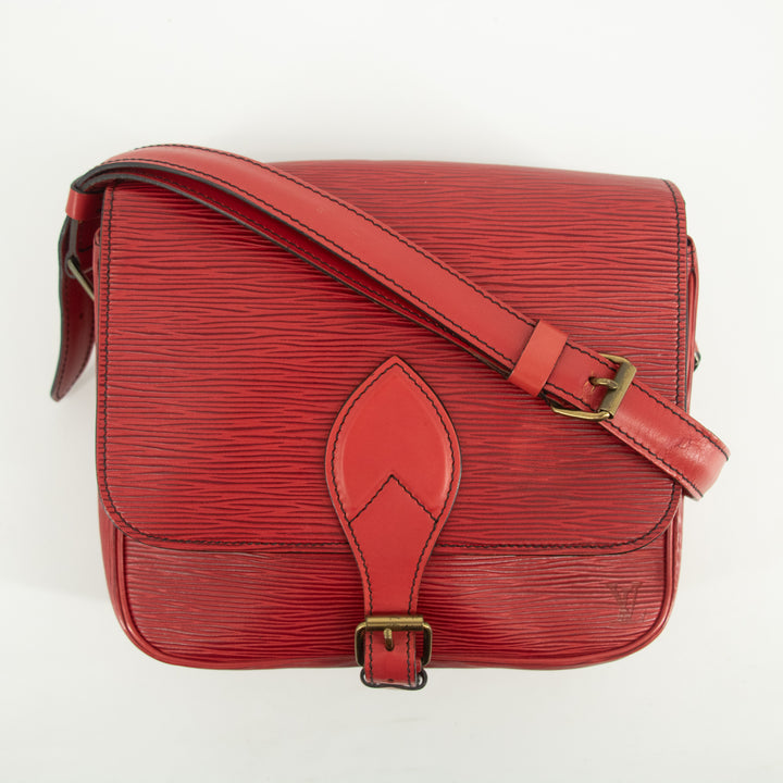 Louis Vuitton Red Epi Cartouchiere PM Crossbody Bag  #2581