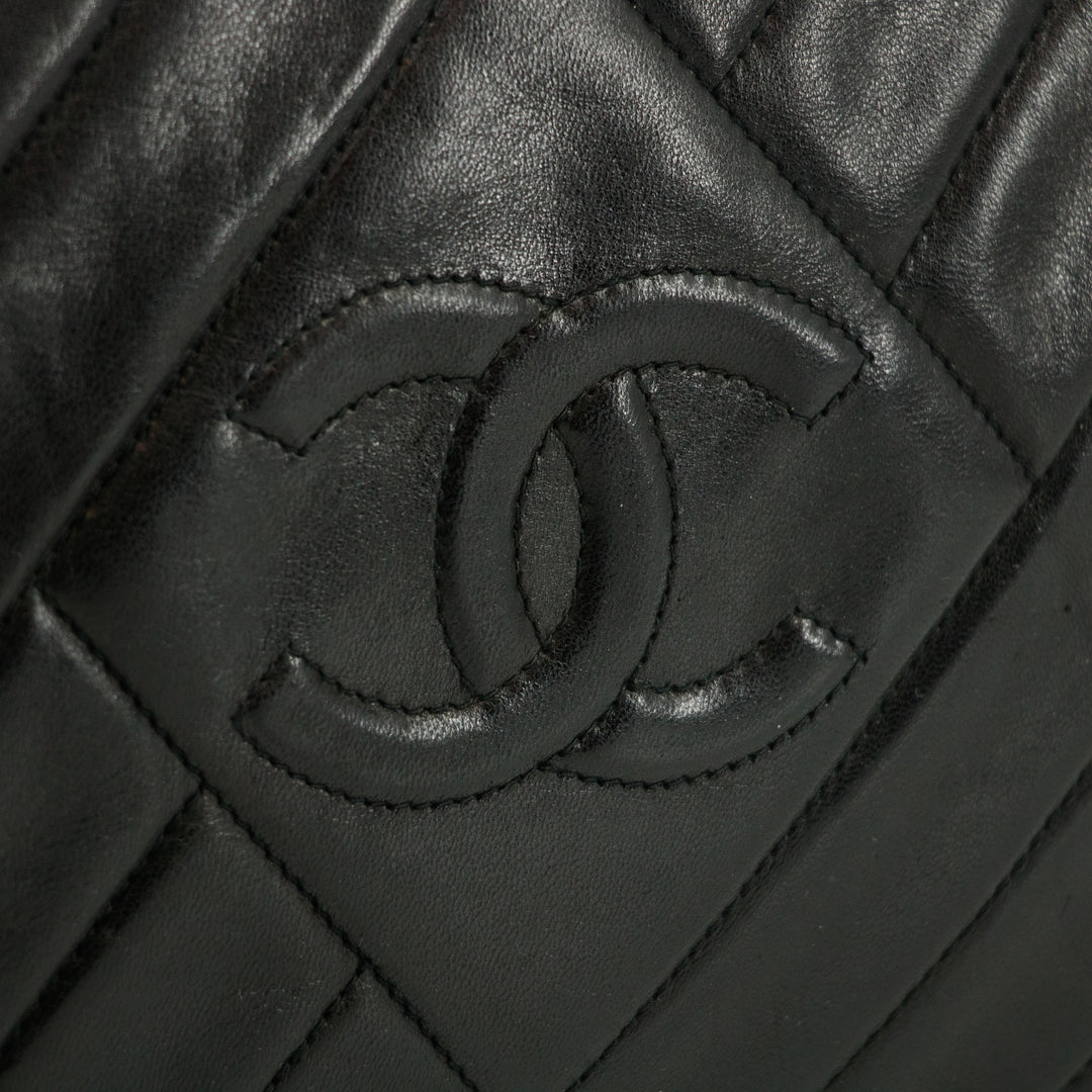 Chanel Vintage Diamond CC Camera Bag Chevron Lambskin Black 3 Series  #2615