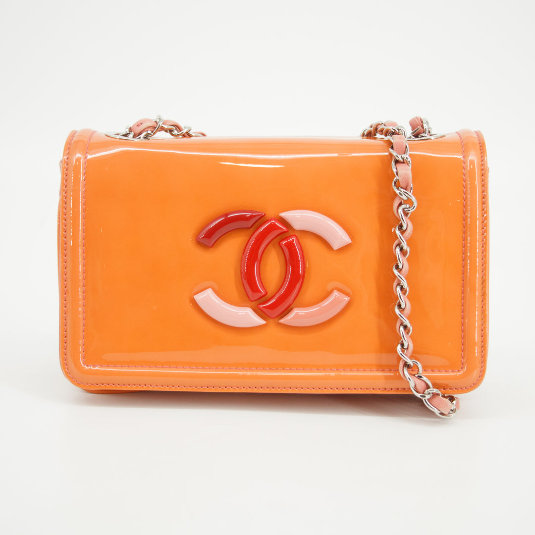 Chanel CC Coco Mark Patent Orange Multicolor Wallet On Chain 13 Series  #2622