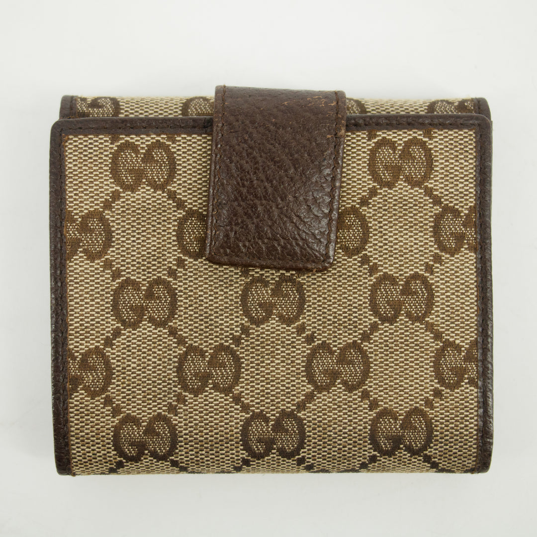 Gucci Brown GG Canvas x Leather Compact Wallet #2628