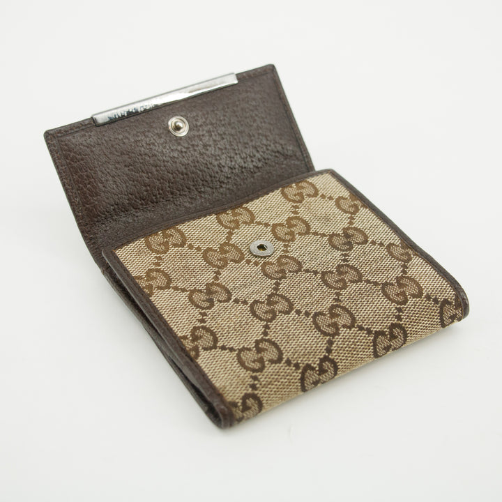 Gucci Brown GG Canvas x Leather Compact Wallet #2628