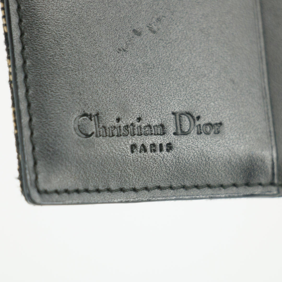 Christian Dior Black Trotter Saddle Canvas x Leather Compact Wallet -SKU #2635