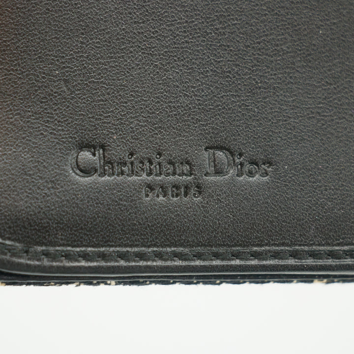 Christian Dior Black Trotter Saddle Canvas x Leather Double Hook Long Wallet #2637