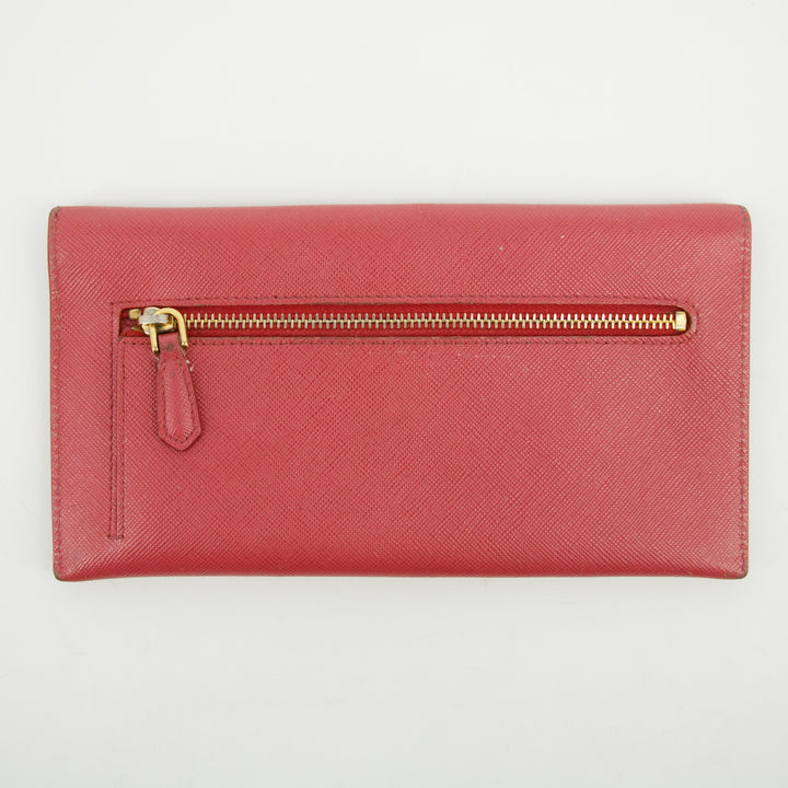 Prada Pink Saffiano Leather Letter Long Wallet #2639