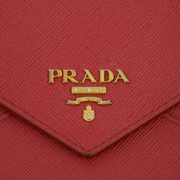 Prada Pink Saffiano Leather Letter Long Wallet #2639