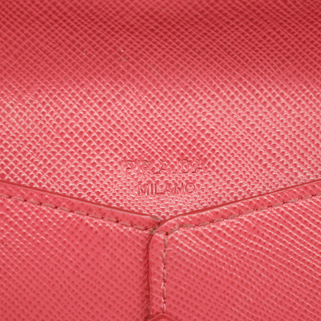 Prada Pink Saffiano Leather Letter Long Wallet #2639