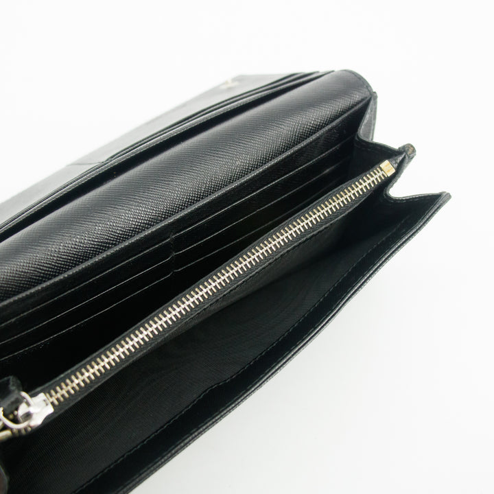 Prada Black Tessuto Nylon Long Wallet  #2641