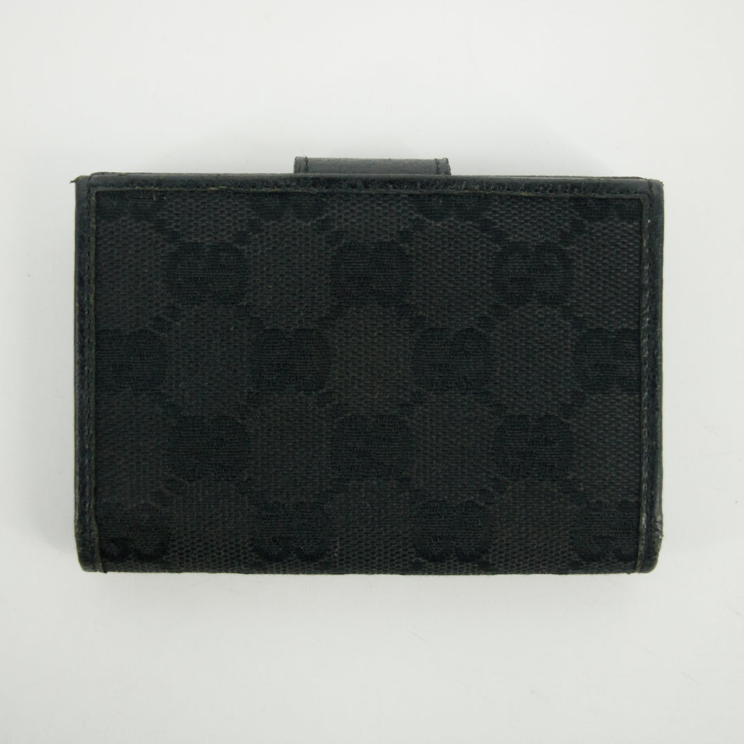 Gucci Black GG Canvas x Leather Compact Wallet #2643