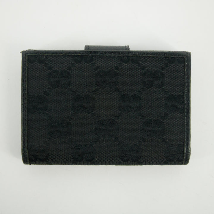 Gucci Black GG Canvas x Leather Compact Wallet #2643