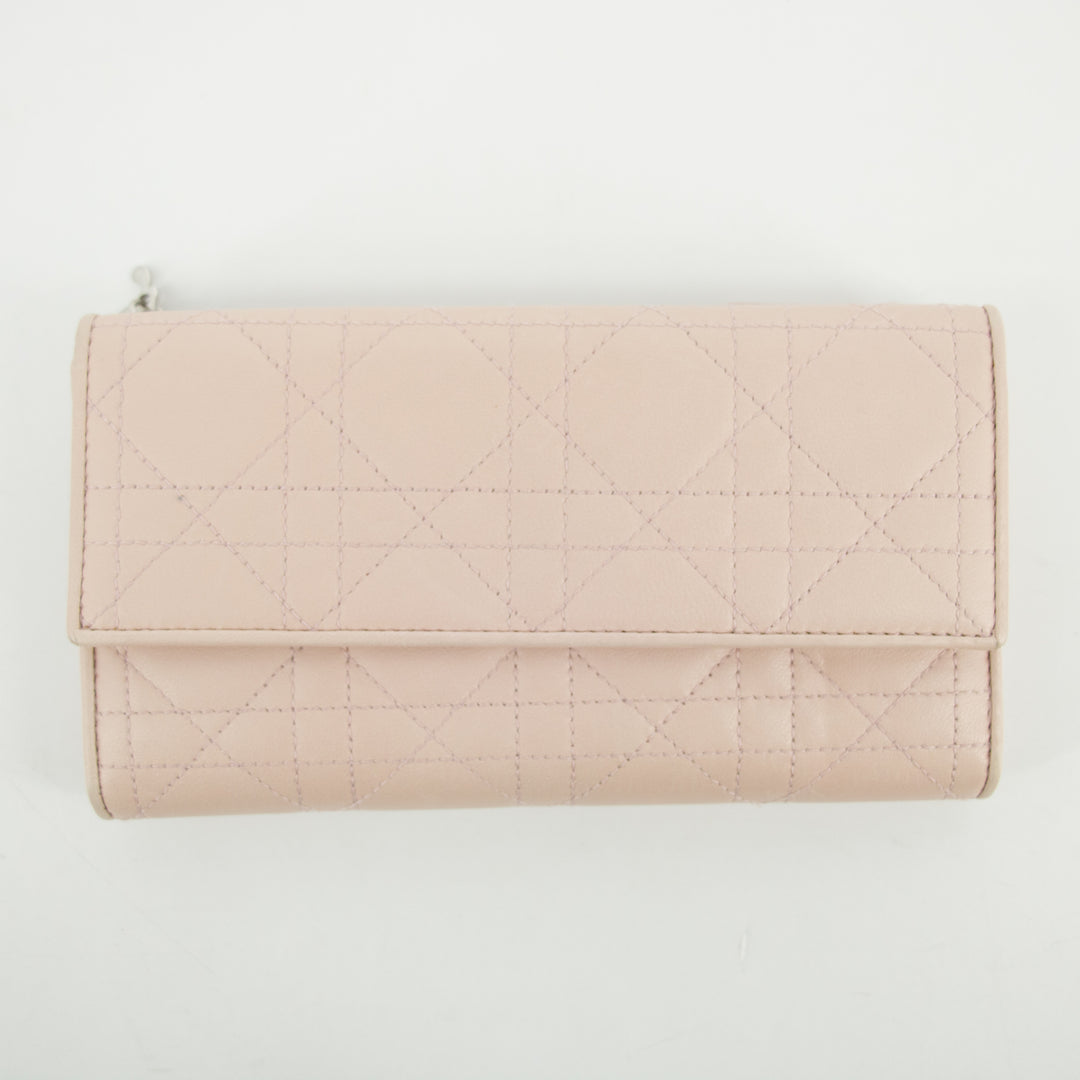 Christian Dior Pink Cannage Leather Long Wallet #2648