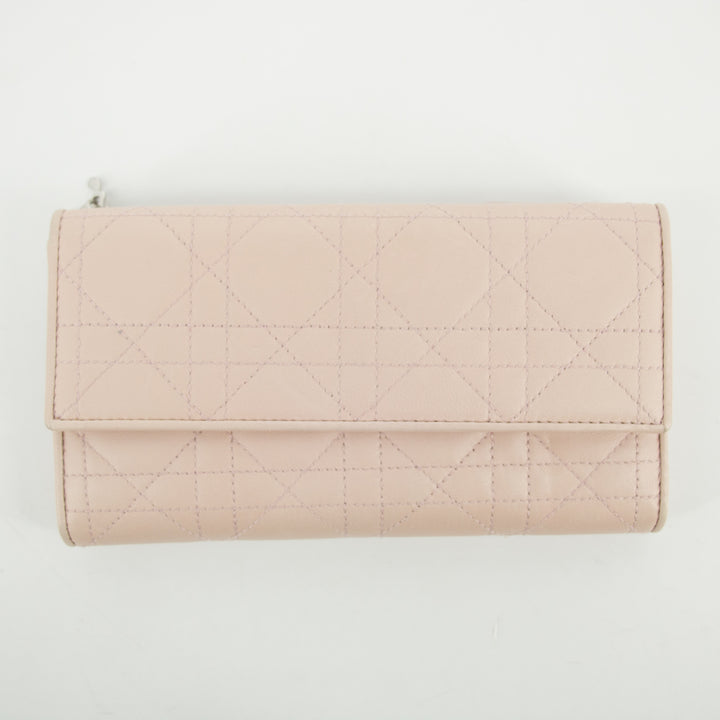 Christian Dior Pink Cannage Leather Long Wallet #2648