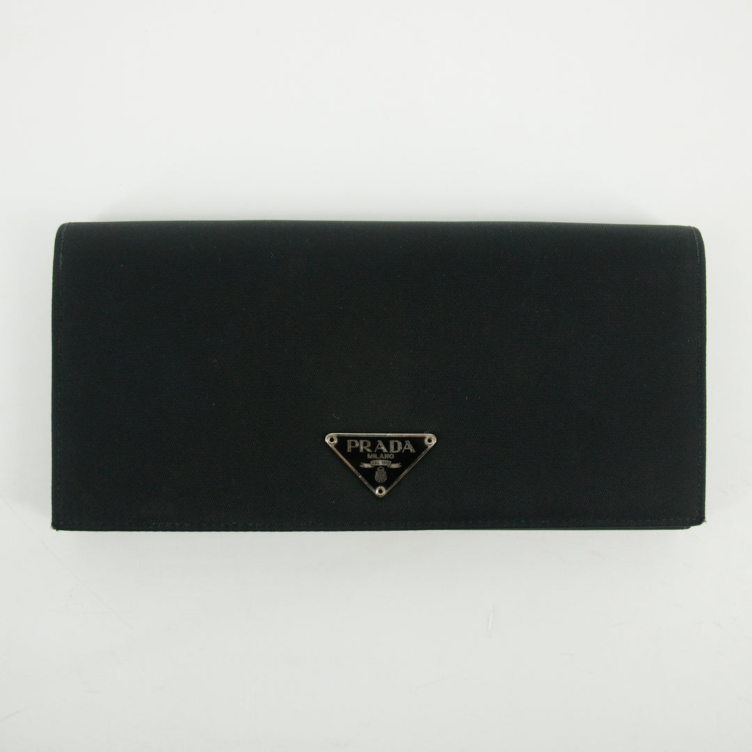 Prada Black Tessuto Nylon Long Wallet  #2649