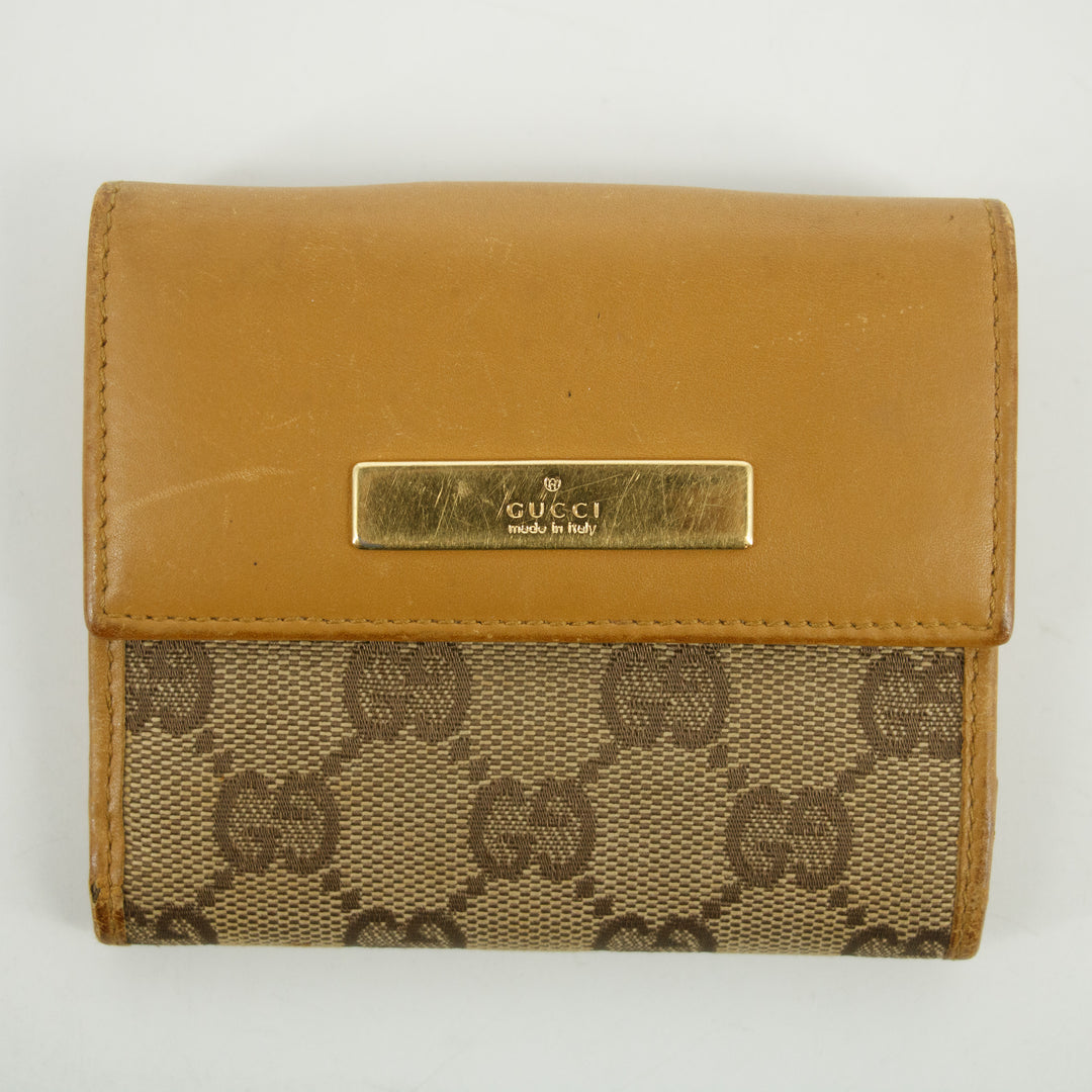 Gucci Brown GG Canvas x Leather Compact Wallet #2652