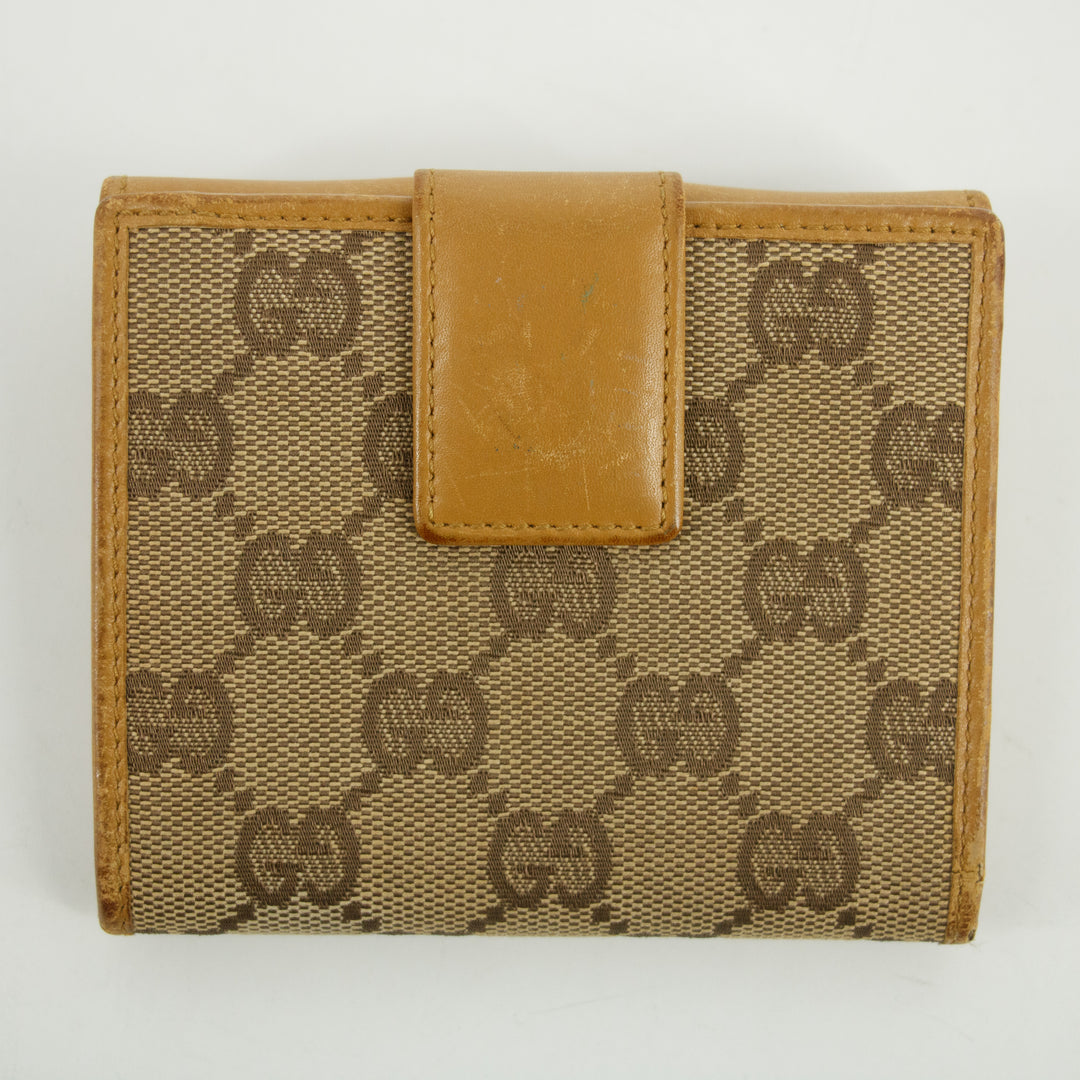 Gucci Brown GG Canvas x Leather Compact Wallet #2652