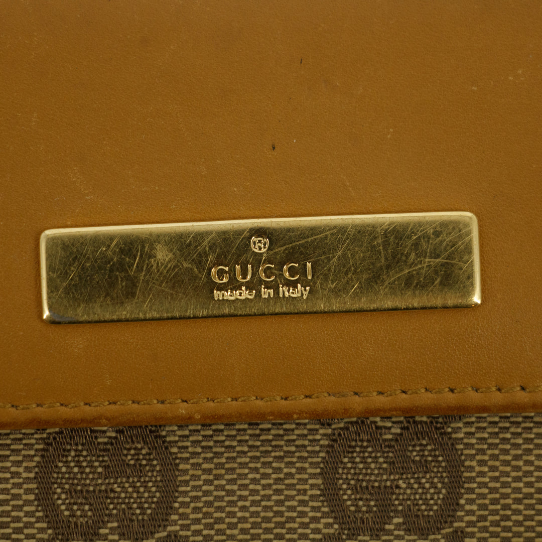 Gucci Brown GG Canvas x Leather Compact Wallet #2652