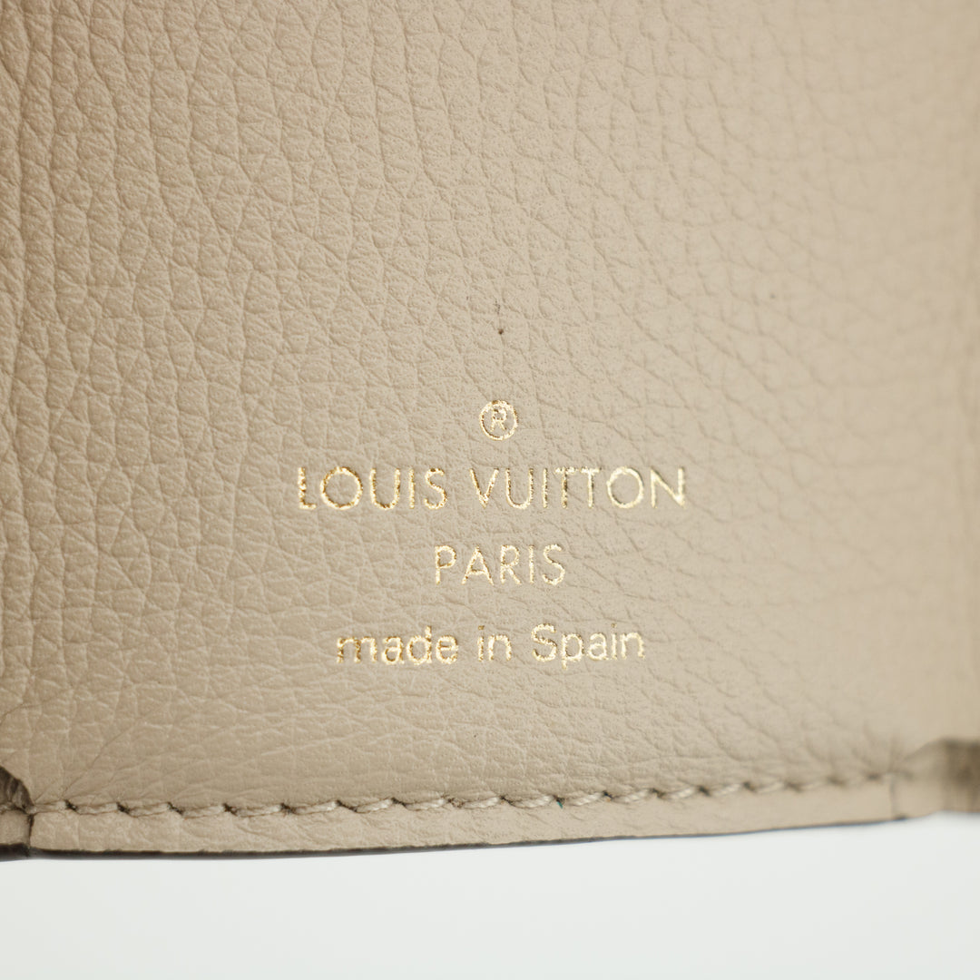 Louis Vuitton Greige Leather Portefeuille Lock Mini Compact Wallet  #2655