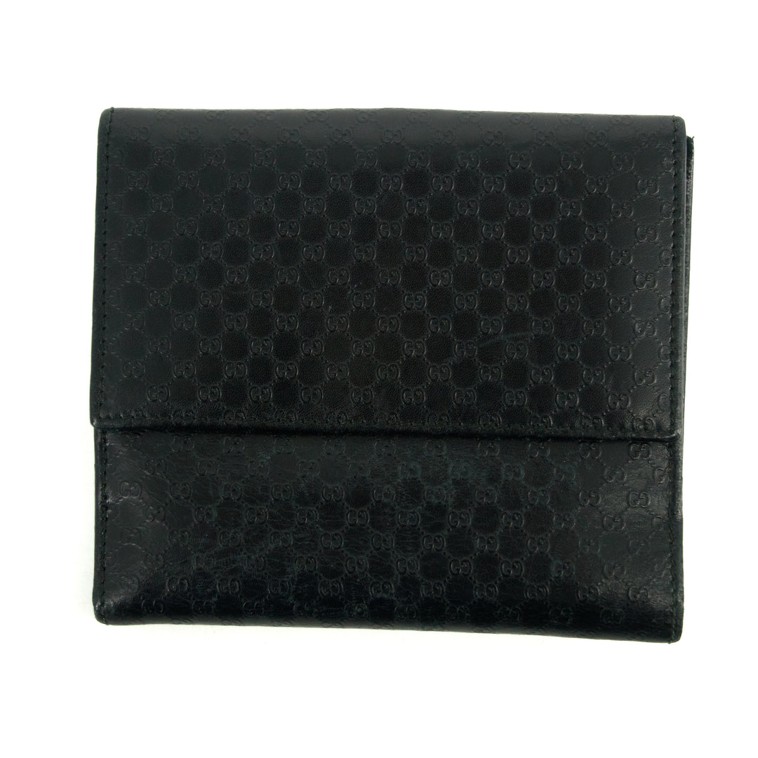 Gucci Black Micro GG Leather Jackie Compact Wallet 2659