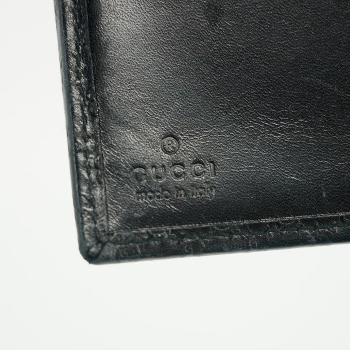 Gucci Black Micro GG Leather Jackie Compact Wallet 2659