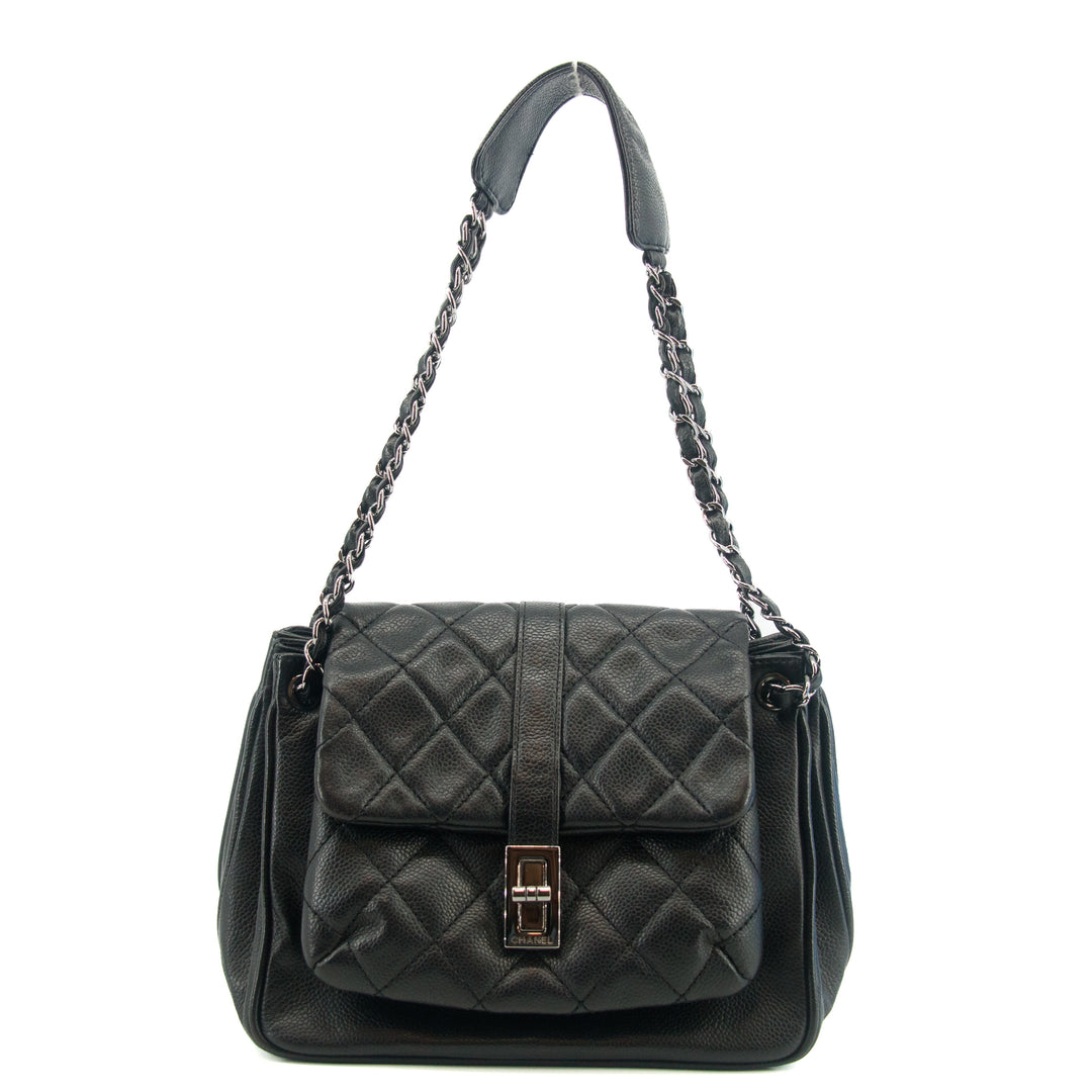 Chanel Matlasse Caviar Skin Black Quilted Shoulder Bag 10 Series - 2681